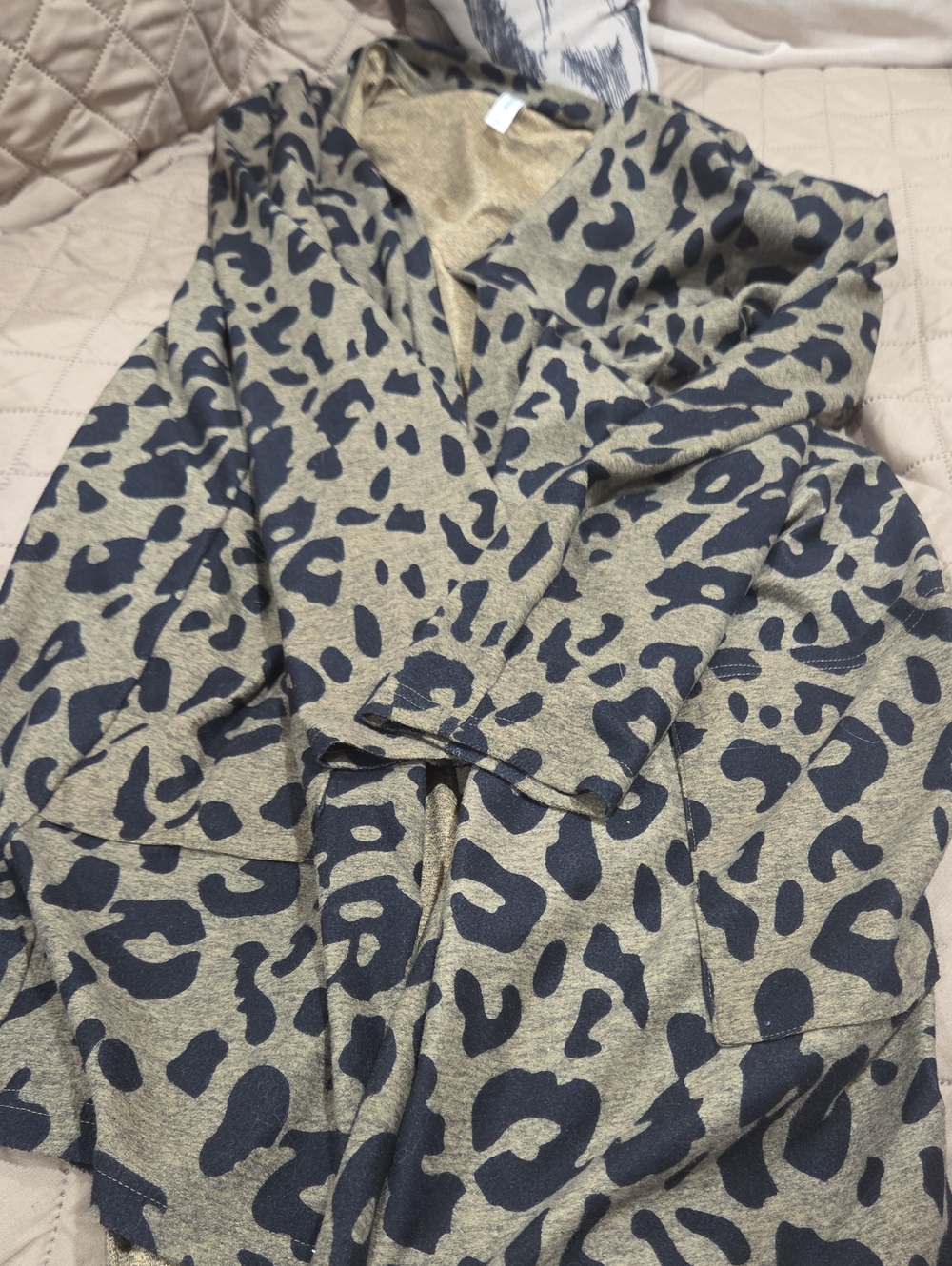 Tickled Teal Leopard Print Open Cardigan - Olive & Black